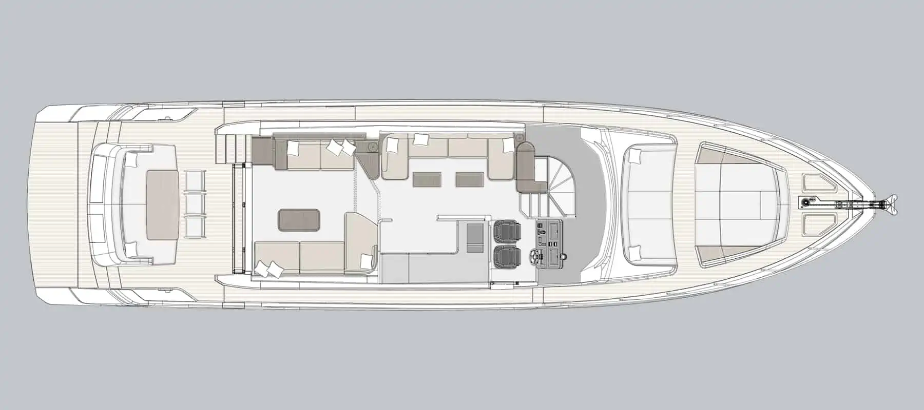 General arrangement drawing of Pangea's main deck with the enclosed galley